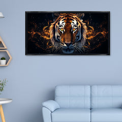 Premium Fierce Tiger Head Canvas Wall Art | Dramatic Dark Animal Portrait