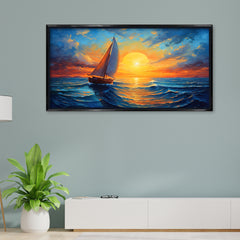 Premium Impressionist Sunset Sailboat Canvas Art