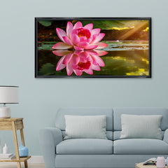 Premium Large Calming Lotus Pond Painting | Modern Floral Nature Canvas for Living Room