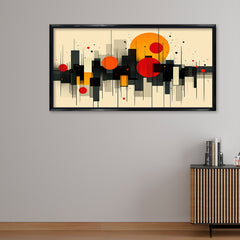 Premium Mid-Century Modern Cityscape Art | Abstract Skyline Canvas Print