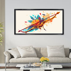 Premium Luxury Gilded Bow and Arrow Abstract Wall Art | Vibrant Fluid Art Archery Canvas Print