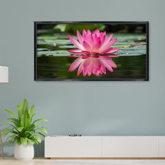 Premium Pink Lotus Flower Wall Art | Serene Water Reflection Canvas Print for Home Decor