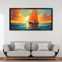 Premium Abstract Sunset Sailboat Canvas Art