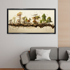 Premium Surreal Floating Island Canvas Art | Detailed Miniature Landscape Bonsai Park Print