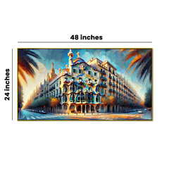 Dancing Colors: Barcelona’s Architectural GemCanvas Print Wall Art