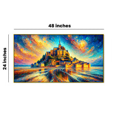 Beautiful Tidal Island, Vibrant Sky Canvas  Canvas Print Wall  Painting