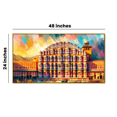 Hawa Mahal Under Vibrant Sky Wall Painting Canvas Print Wall painting