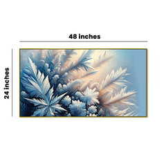 Snowlight Symphony  Blue & Gold Frost with Beautiful Snow Tree Premium Canvas Print Wall Painting