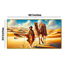 Desert Scene with Man and Camel in Colorful Attire Canvas Print Wall Painting