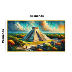 Mystical Golden Horizon: Ancient Ruins in Light Canvas Print Wall Painting