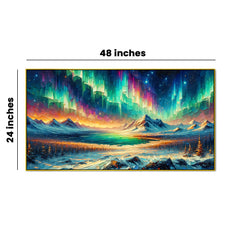 Aurora : Mystic Skies Over Snowy Mountains Canvas Print Wall Painting