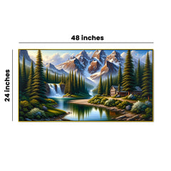 Snow-Capped Peaks & Tranquil River Canvas Print Wall Art