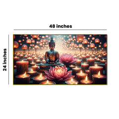 Buddha and Lotus Candlelight Canvas Print Wall Painting