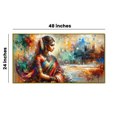 Saree & Bindi : Woman in Traditional Attire Canvas Print Wall Painting