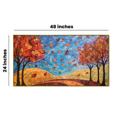 Nature’s Autumn with Trees and Crimson Leaves of Autumn Canvas  Wall Painting