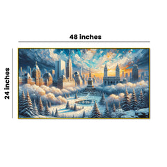 Frozen Cityscape: Snowy Haven in the City Canvas Print Wall Painting