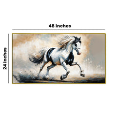 Graceful Horse in Motion with Colorful Abstract Background Canvas Print Wall Art