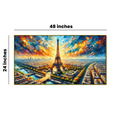 Imperial Sunset Palace with  EIFFEL TOWER in Color Canvas Print wall painting