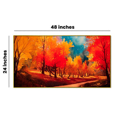 Vibrant Autumn Forest Path Watercolor Canvas Printed Wall paintings