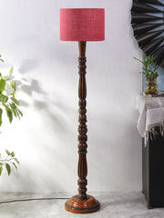 Pink Jute Wooden Floor Lamp
