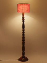 Pink Jute Wooden Floor Lamp