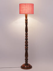Pink Jute Wooden Floor Lamp