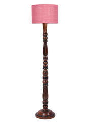 Pink Jute Wooden Floor Lamp