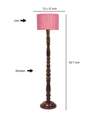 Pink Jute Wooden Floor Lamp