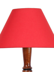 Red Cotton Conical Wooden Floor Lamp