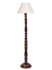 White Jute Conical Wooden Floor Lamp
