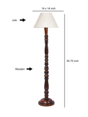 White Jute Conical Wooden Floor Lamp