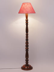 Pink Jute Conical Wooden Floor Lamp