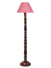 Pink Jute Conical Wooden Floor Lamp