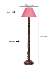 Pink Jute Conical Wooden Floor Lamp