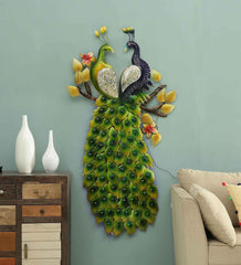 Metal Double Peacock Decorative Wall Art with LED Light