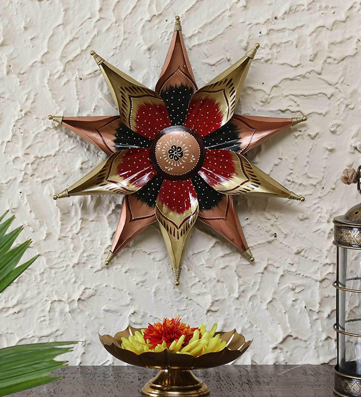 Metal Artifacts Red Flower 3D metal Wall Art