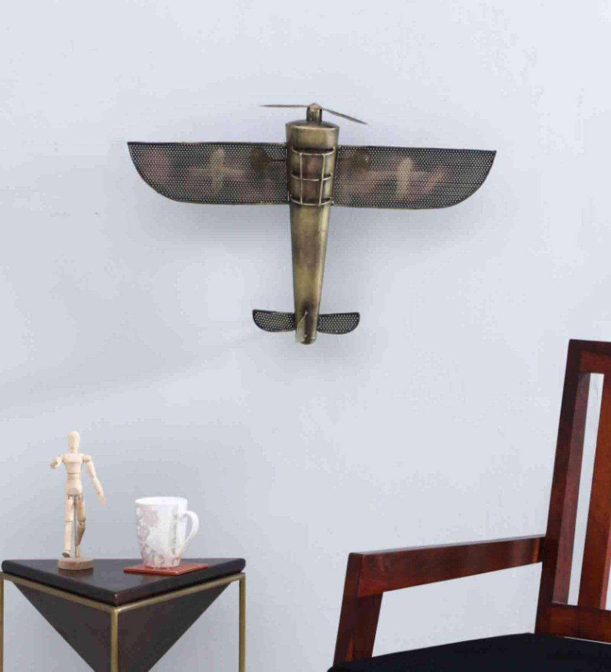 Metal Vintage Retro Aeroplane Wall Hanging Showpiece