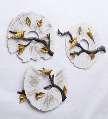 Golden Bird Branch Metal Wall Art for Home and Office Décor