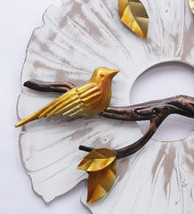 Golden Bird Branch Metal Wall Art for Home and Office Décor