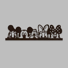 Mickey Mouse And Friends Backlit Wooden Wall Decor with LED Night Light Walnut Finish
