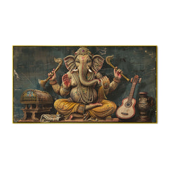 Elegant Ganesha Vintage Wall Art – Hindu God Painting