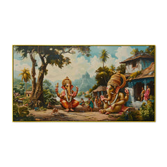 Lord Ganpati Wall Canvas – Vintage Ethnic Vibe Painting