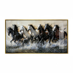 Luxury Seven Horses Wall Art: Premium  Acrylic Painting