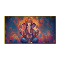 Antique Ganesha Painting on Canvas – Divine Wall Hanging