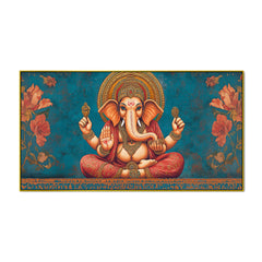 Vintage Ganesha Canvas Painting for Living Room & Temple Space