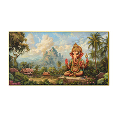 Handcrafted Vintage Ganesha Canvas – Classic Spiritual Painting