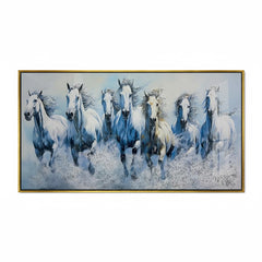 7 Running White Horses Canvas Painting