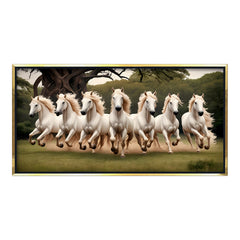 Premium 7 Running Horses Vastu Canvas Painting for Living Room