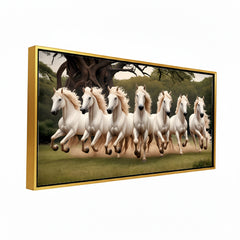 Premium 7 Running Horses Vastu Canvas Painting for Living Room