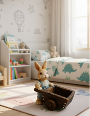 Premium Cute Bunny Figurine with Cart | Resin Rabbit Showpiece for Home Decor